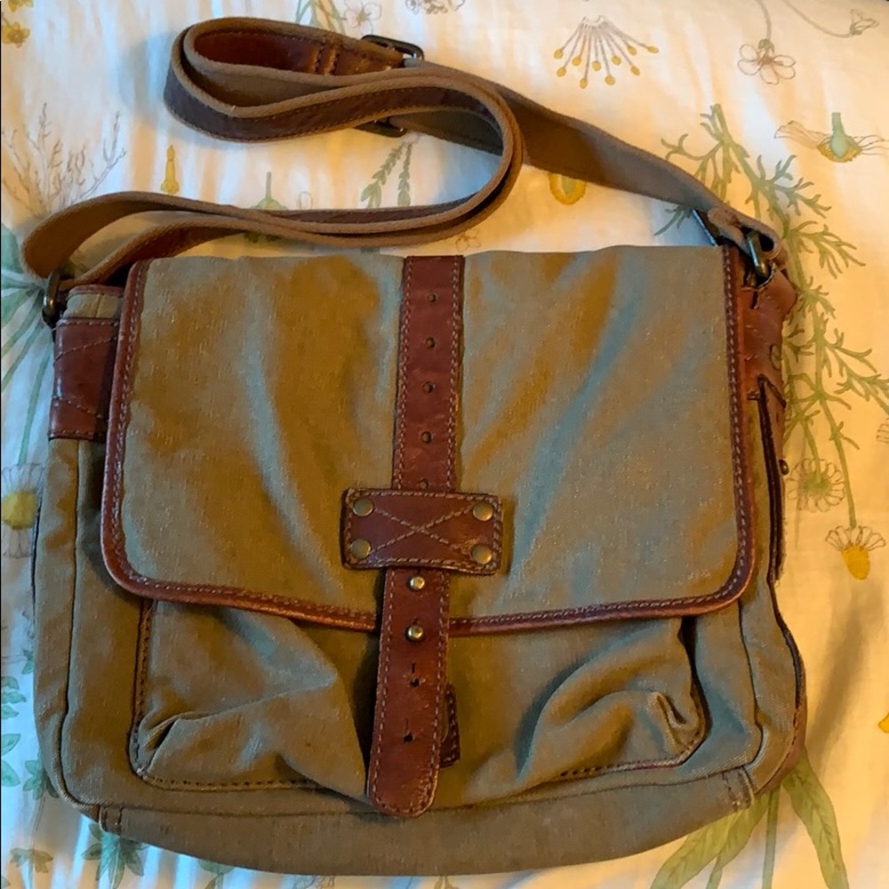 Fossil Canvas and Leather Shoulder Bag